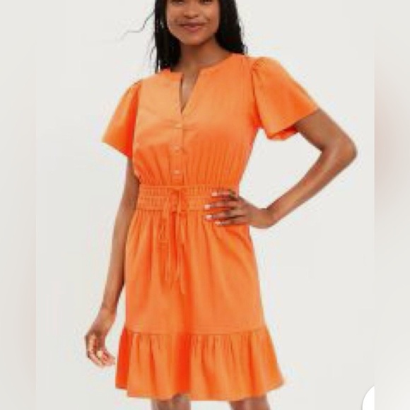 LOFT Dresses & Skirts - Loft orange drawstring summer dress Size M